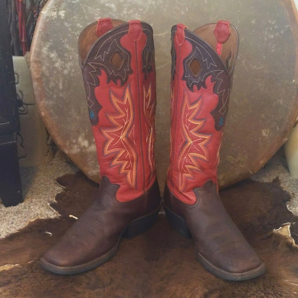 TONY LAMA 3R Buckaroo Rosston Red & Brown cowboy western boots #RR1017 sz 11D - Picture 3 of 16